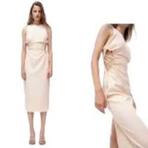 NWT Zara Cutout Midi Dress in Vanilla Small